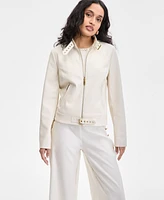 I.n.c. International Concepts Women's Faux-Leather Moto Jacket, Exclusively at Macy's