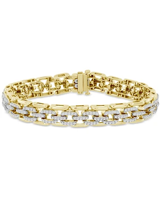 Men's Diamond Pave Wide Chain Link Bracelet (2-1/4 ct. t.w.) in 10k Gold