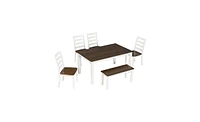 Rustic Style 6-Piece Dining Room Table Set with 4 Ernomic Designed Chairs