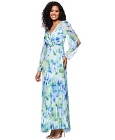Betsy & Adam Women's Floral-Print Pleated Gown