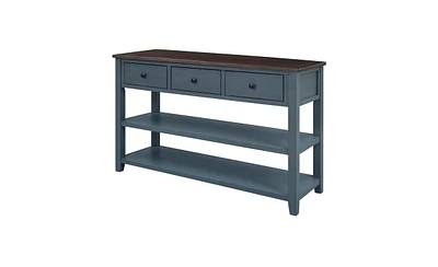 Retro Console Table with Two Open Shelves for Entryway, Living Room or Hallway Decor
