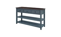 Retro Console Table with Two Open Shelves for Entryway, Living Room or Hallway Decor