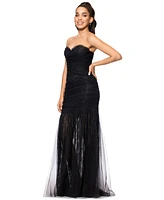 Betsy & Adam Women's Sequined Lace Corset Gown