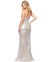 Betsy & Adam Women's Sequined Strapless Gown