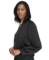 Halston Women's Band-Collar Zip-Front Jacket