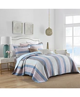 Marcielo 3Pcs 100% Cotton Quilt Bedspread Set Reversible Bedding Striped Queen