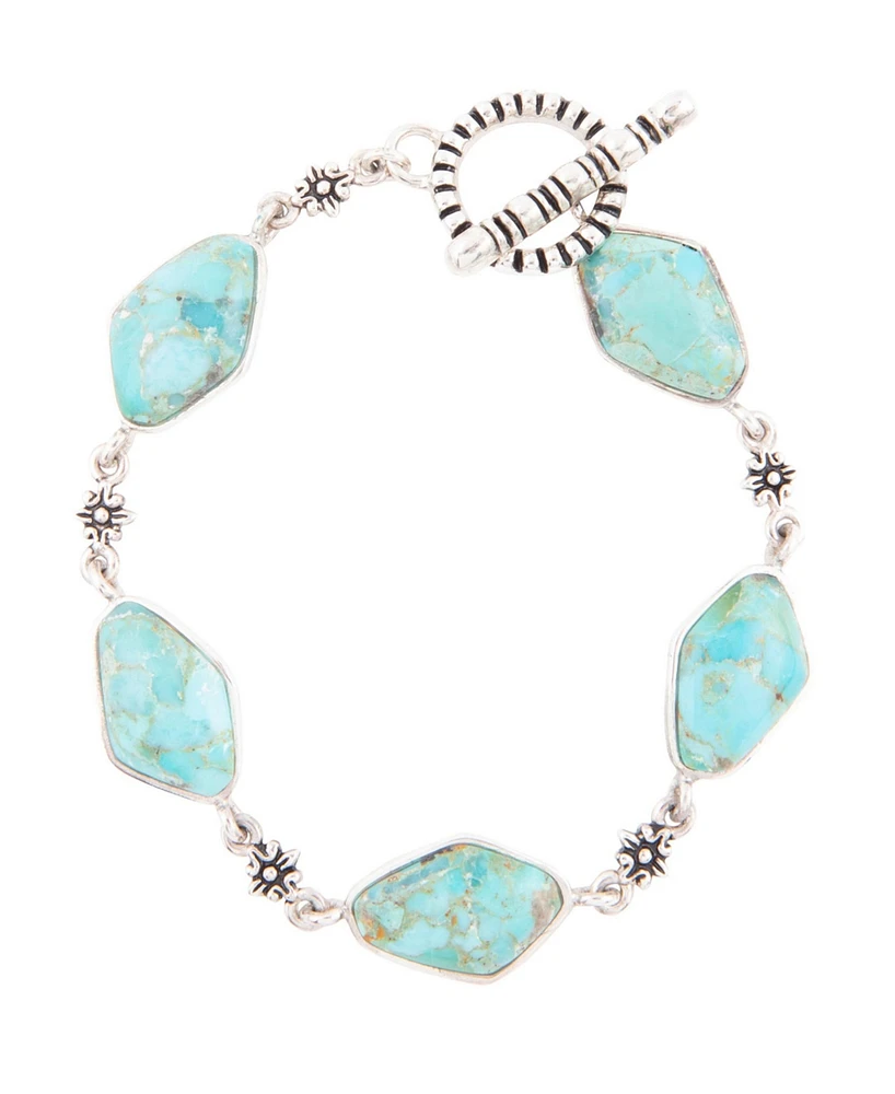 Barse Blue Turquoise and Sterling Kite Linked Bracelet