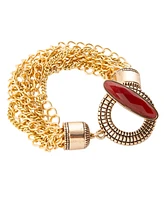 Barse Orange Carnelian Golden Chain Oval Toggle Bracelet