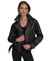 Donna Karan New York Women's Asymmetric Leather Moto Jacket