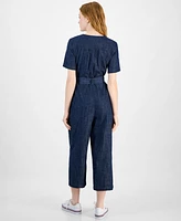 Tommy Hilfiger Women's Denim Zip-Front Belted Jumpsuit