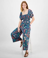 Tommy Hilfiger Women's Square-Neck Smocked Jumpsuit