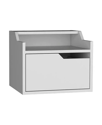 Winchester Floating Nightstand, Modern Dual-Tier Design with Spacious Single Drawer Storage