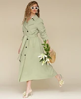 Avec Les Filles Women's Double-Breasted Maxi Trench Coat