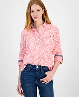 Tommy Hilfiger Women's Floral Gingham Cotton Shirt
