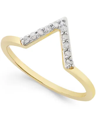 Diamond V Ring (1/10 ct. t.w.) Sterling Silver or 18k Gold-Plated