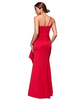 Xscape Petite Ruffled One-Shoulder Gown