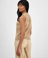 Nautica Jeans Women's Mesh Striped Sleeveless Sweater