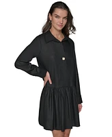 Karl Lagerfeld Paris Women's Collared Drop-Hem Shirtdress