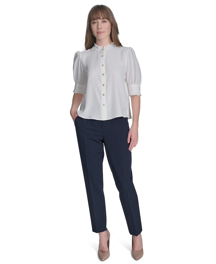 Tommy Hilfiger Women's Ruffle-Trim Button-Front Blouse