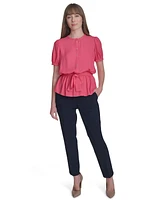 Tommy Hilfiger Women's Button-Front Tie-Waist Blouse