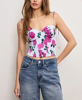 Good American Women's Printed Satin Bustier Top