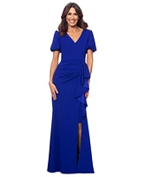 Xscape Women's Puff-Sleeve Ruffled Gown