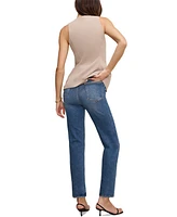 Good American Women's Boy Straight-Leg Cropped Jeans