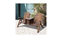 Wooden Chair Loveseat with Inset Ice Bucket Garden chairs/courtyard chairs