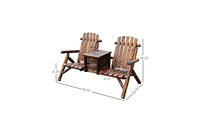 Wooden Chair Loveseat with Inset Ice Bucket Garden chairs/courtyard chairs