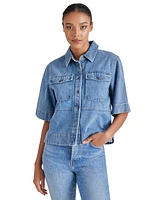 Steve Madden Women's Eliana Short-Sleeve Denim Shirt