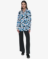 Karl Lagerfeld Paris Women's Printed Oversized Button-Front Top