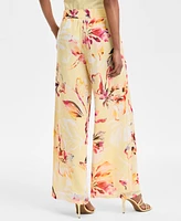 I.n.c. International Concepts Women's Floral Crinkle-Chiffon Wide-Leg Pants, Exclusively at Macy's