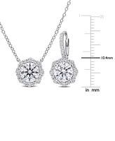 Macy's 2-Pc. Set Moissanite (4-5/8 ct. t.w.) Round Drop Earrings & Pendant 17" Necklace in Sterling Silver