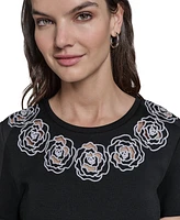 Karl Lagerfeld Paris Women's Cutout Rosette-Trim Dress