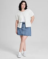 And Now This Trendy Plus Short-Sleeve Cardigan, Exclusively at Macy's