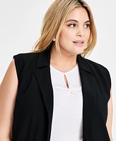 Bar Iii Trendy Plus Peak-Lapel Open-Front Long Vest, Exclusively at Macy's