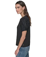 Karl Lagerfeld Paris Women's Puff-Sleeve Pin Tee