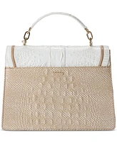 Brahmin Hallie Sea Salt White Colada Leather Satchel