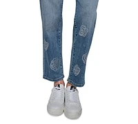 Karl Lagerfeld Paris Women's Embellished Straight-Leg Jeans