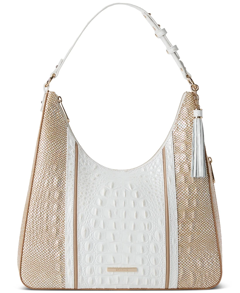 Brahmin Tabitha Sea Salt White Colada Medium Leather Shoulder Bag