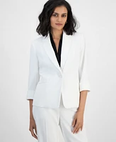 Kasper Women's Textured Notched-Collar 3/4-Sleeve Jacket, Regular & Petite Sizes