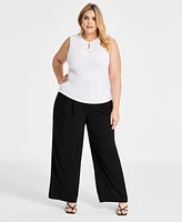 Bar Iii Trendy Plus Sleeveless Ribbed Cut-out Top, Exclusively at Macy's