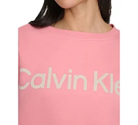 Calvin Klein Performance Women's Flocked-Logo Fleece Sweatshirt