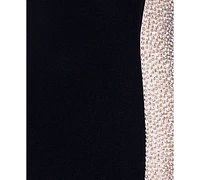 Xscape Women's Asymmetric-Neck Colorblocked Gown