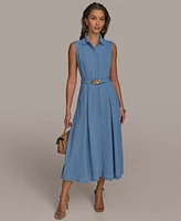 Donna Karan New York Women's Belted Midi Shirt Dress