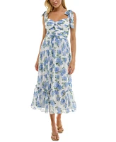 Bcx Juniors' Floral Print Jacquard Sleeveless Fit & Flare Dress