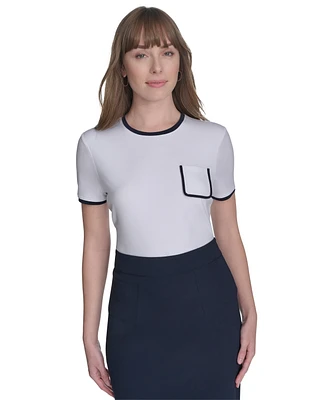 Tommy Hilfiger Women's Contrast-Trim Crewneck Top