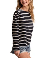 Lucky Brand Women's Breton Striped Cotton Long-Sleeve T-Shirt