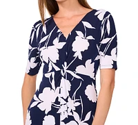 Msk Petite Printed Short-Sleeve Midi Dress