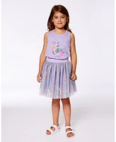 Deux par Big Girls Cotton Racerback Tank Top Floral Mauve